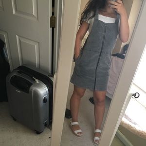 Grey corduroy overall dress